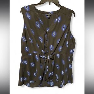 Torrid Electric Blue Bolts Georgette Tie Front Sleeveless Blouse women’s 14